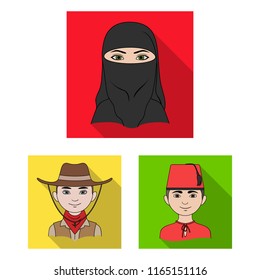 The human race flat icons in set collection for design. People and nationality vector symbol stock web illustration.