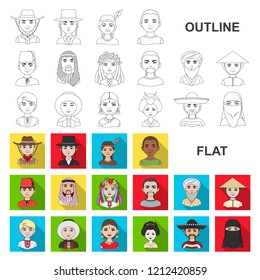 The human race flat icons in set collection for design. People and nationality vector symbol stock web illustration.