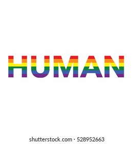 Human: Rainbow color calligraphy on white background