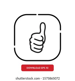 Human reaction symbol, thumbs up outline vector icon. Modern, simple flat vector illustration for web site or mobile app