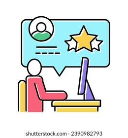 human readinf review in internet and crowdsoursing color icon vector. human readinf review in internet and crowdsoursing sign. isolated symbol illustration