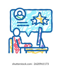 leitura humana revisão na internet e crowdsoursing ícone doodle esboço vetor. leitura humana revisão na internet e crowdsoursing sinal.