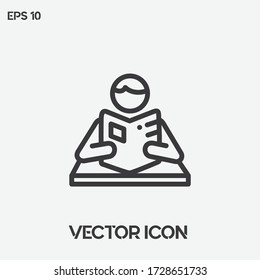 "Menschliches Lesen der letzten Nachrichten" Vektor-Ikone-Abbildung. Symbol für Nachrichten. Ui/Ux. Premium Qualität.