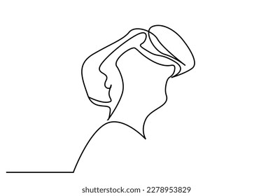 gafas de realidad virtual realista humana cabeza cara estilo de vida línea arte