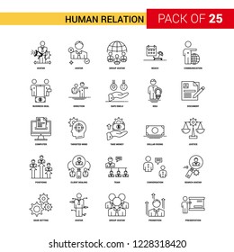 Human Relation Black Line Icon - 25 Business Outline Icon Set