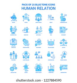 Human Relation Blue Tone Icon Pack - 25 Icon Sets