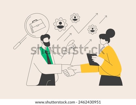 Human relations abstract concept vector illustration. Career success, public relations, businessman handshake, team building, cooperation participation, human resources, company abstract metaphor.
