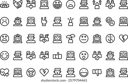 Human relations and emotions icons High-Quality Vector Icons Collection with Editable Stroke. Ideal for Professional and Creative Projects