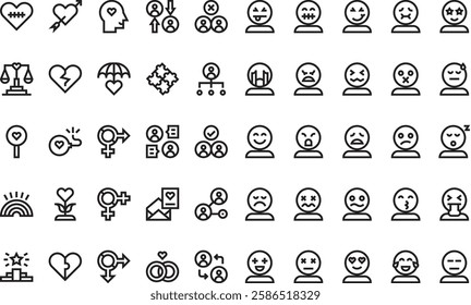 Human relations and emotions icons High-Quality Vector Icons Collection with Editable Stroke. Ideal for Professional and Creative Projects.