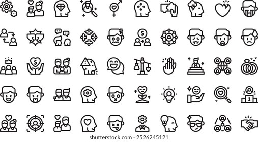 Iconos de relaciones humanas Iconos de vectores de alta calidad Colección con trazo editable. Ideal para Profesional y Proyectos Creativos.