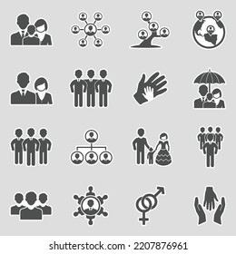 Human Relations Icons. Sticker Design. Vector Illustration.