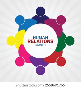 Human Relations Month. Holiday concept. Template for background, banner, card, poster with text inscription. Vector illustration