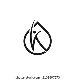 Human Relationship Drop Oil Logo Design. Letter K Concept