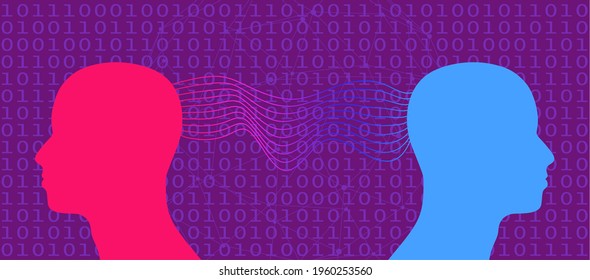 Human relationships concept illustration. Digital matrix overlay