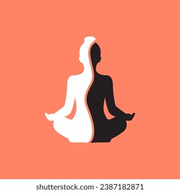 human relax soul yoga pose posture seated modern minimalist simple logo design vector icon illustration