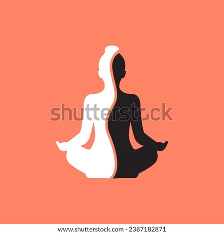 human relax soul yoga pose posture seated modern minimalist simple logo design vector icon illustration