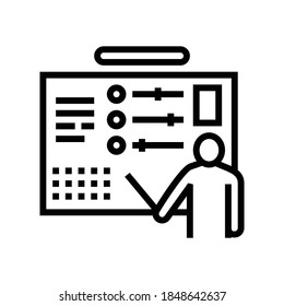 Mensch repräsentiert cv Linie Symbol Vektorgrafik. Mensch repräsentiert cv-Zeichen. isoliertes Kontursymbol