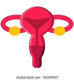 Human reproductive system flat icon. Female organ body part vector illustration. Isolated on white background.