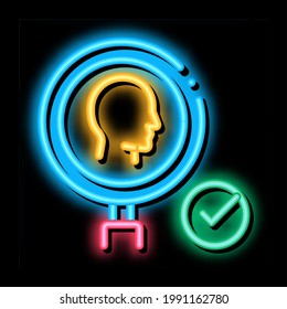 human research approved mark neon light sign vector. Glowing bright icon human research approved mark sign. transparent symbol illustration
