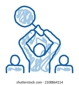 El vector del icono de la investigación humana. Dibujo manual de la línea azul del doodle arte de la investigación humana. ilustración de símbolo aislado