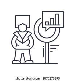 Human resource analysis icon, linear isolated illustration, thin line vector, web design sign, outline concept symbol with editable stroke on white background.