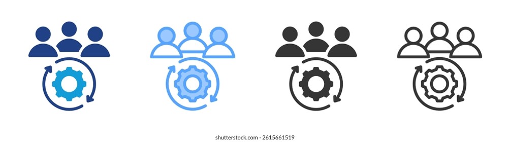 Human Resource Automation icon set multiple style collection