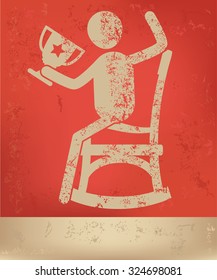 Human resource, character design on red background, grunge vector