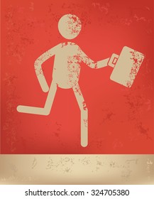 Human resource, character design on red background, grunge vector