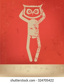 Human resource, character design on red background, grunge vector