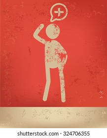 Human resource, character design on red background, grunge vector