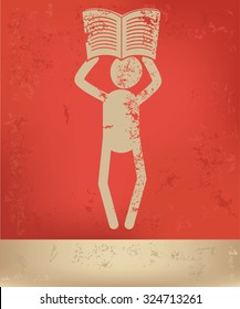 Human resource, character design on red background, grunge vector