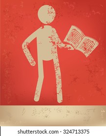 Human resource, character design on red background, grunge vector