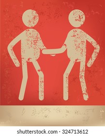Human resource, character design on red background, grunge vector