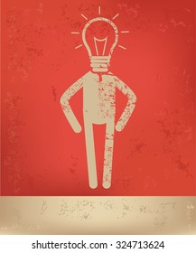 Human resource, character design on red background, grunge vector