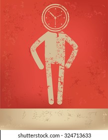 Human resource, character design on red background, grunge vector