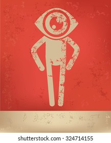 Human resource, character design on red background, grunge vector