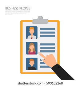 Human resource choose people concept. Business people flat design.