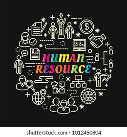 human resource colorful gradient with line icons set, vector editable stroke