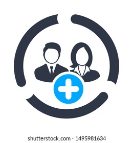 Human resource concept icon with add sign, new, plus, positive symbol