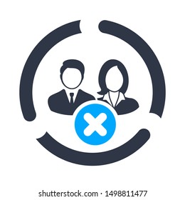 Human resource concept icon with cancel sign, close, delete, remove symbol