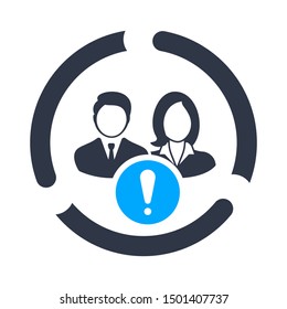 Human resource concept icon with exclamation mark, alert, error, alarm, danger symbol