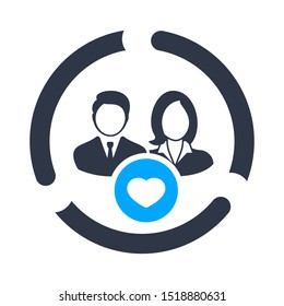 Human resource concept icon with heart sign, favorite, like, love, care symbol