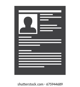 Human resource concept with resume, vector silhouette