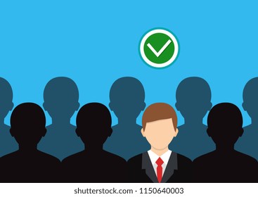 Human resource concept. Right person icon. Vector illustration