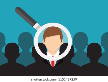 Human resource concept. Right person icon. Vector illustration