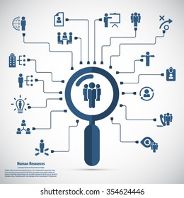 Human resource - conceptual background with human resource related icon set.