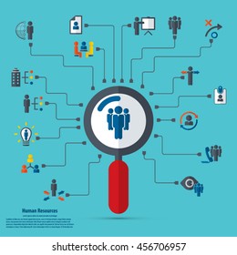 Human resource - conceptual background with human resource related icon set.