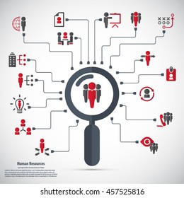Human resource - conceptual background with human resource related icon set.