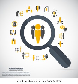 Human resource - conceptual background with human resource related icon set.