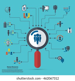 Human resource - conceptual background with human resource related icon set.